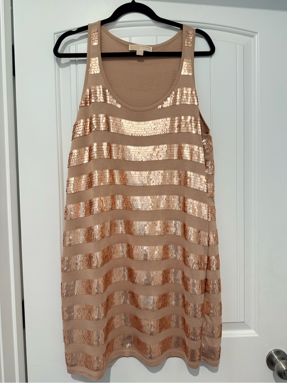Michael Kors Sequin Stripe Tank Dress - Rose Gold
